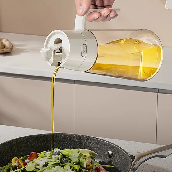 自动开合油壶家用厨房用品防漏不挂油酱油醋调料瓶玻璃瓶油罐