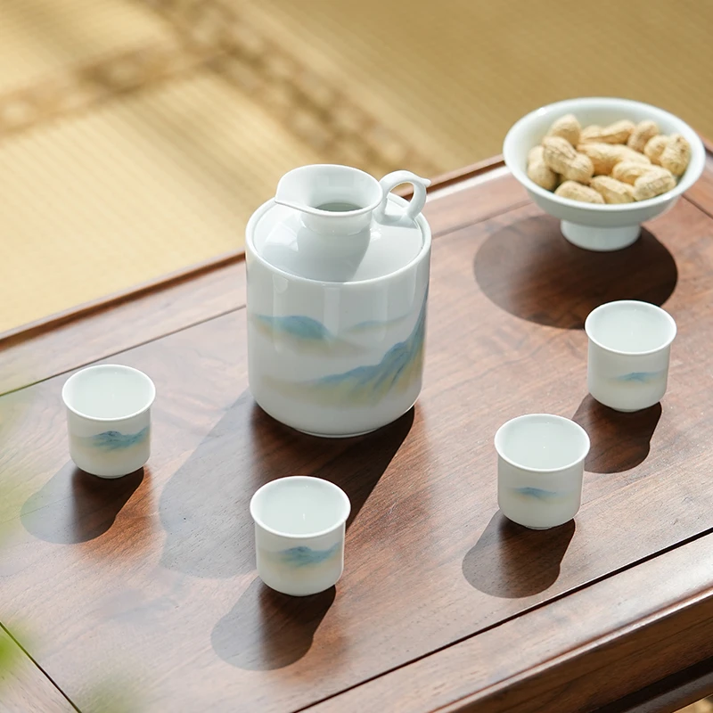 景德镇官方旗舰店酒具套装家用温酒器分酒器酒壶酒杯龙吟千里江山