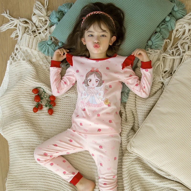 白雪公主女童秋衣秋裤套装秋冬宝宝厚款保暖内衣家居服睡衣棉毛衫