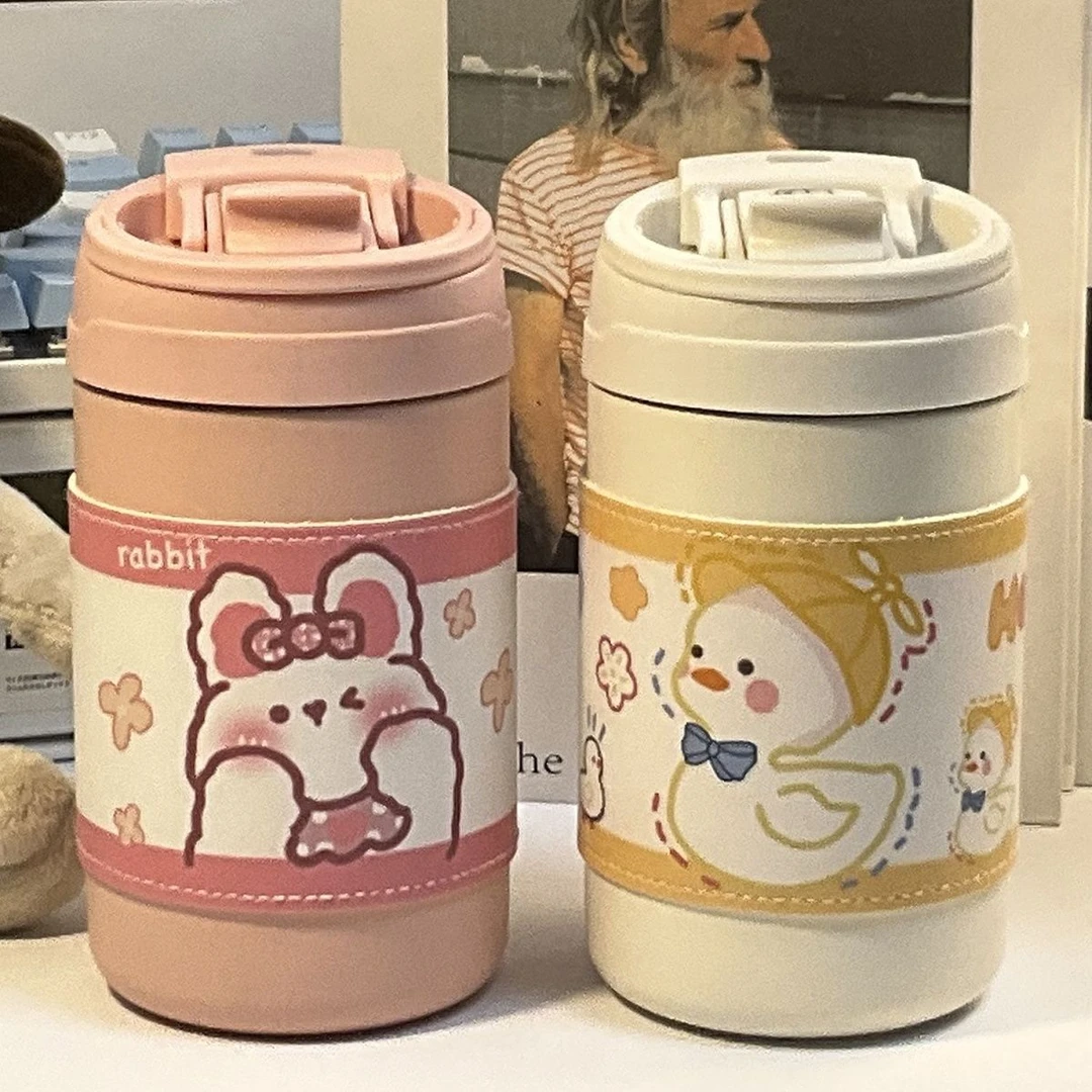 好物不锈钢保温杯子ins高颜值小众韩系学生上课必备简约水吸管杯