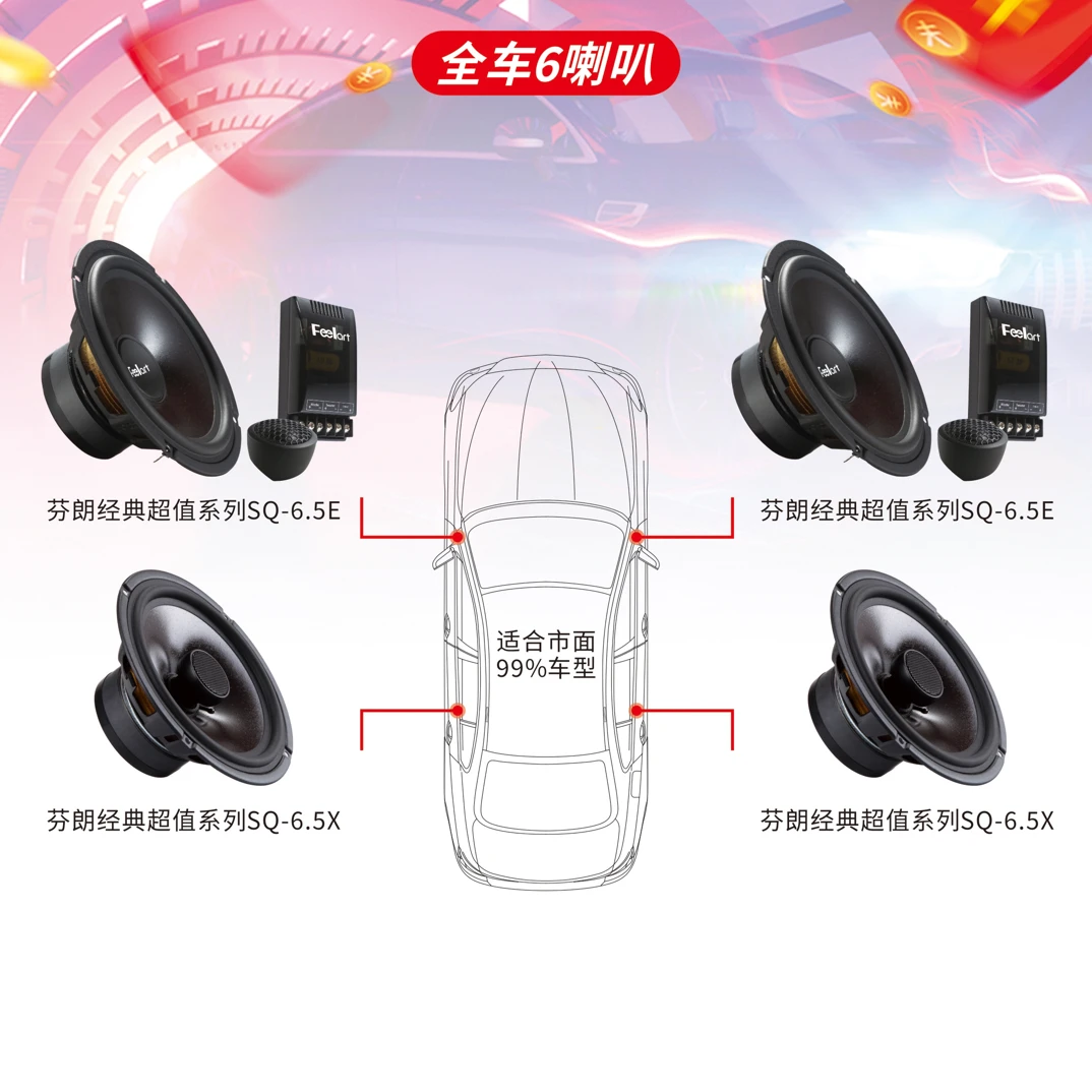 芬朗汽车音响高性价比好声音6喇叭音响升级套餐