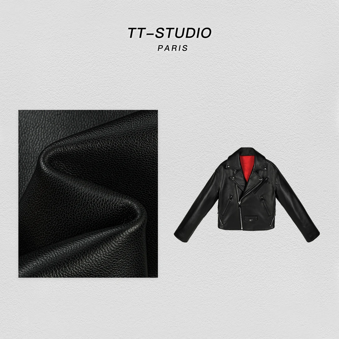 TT【红日】意大利进口绵羊皮复古设计机车风皮外套24002
