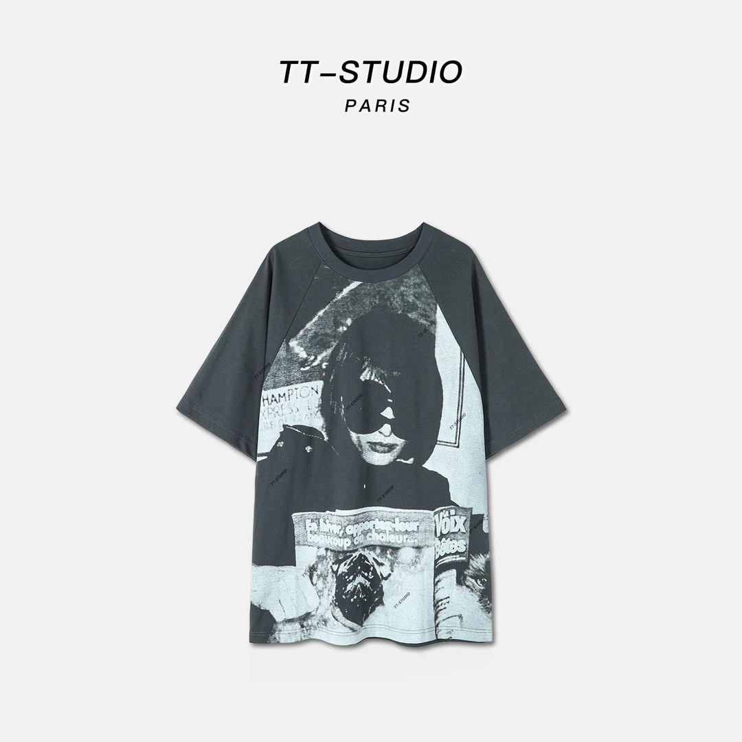 TT【海报女主】100%棉2024春夏新款休闲大板短袖TTD-183