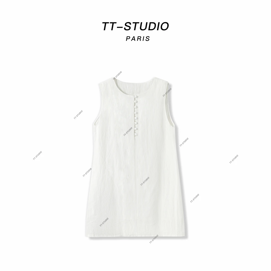 TT【椰子裙】亚麻棉夏季新款无袖连衣裙TT-71113