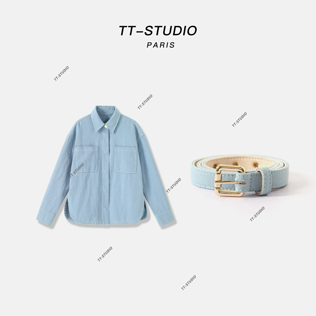 TT【冰川蓝】100%棉春夏新款衬衣外套TT-W217