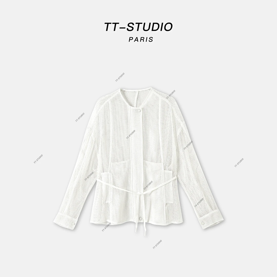TT【空气苎麻】苎麻夏季新款镂空网纱透气外套TT-W652