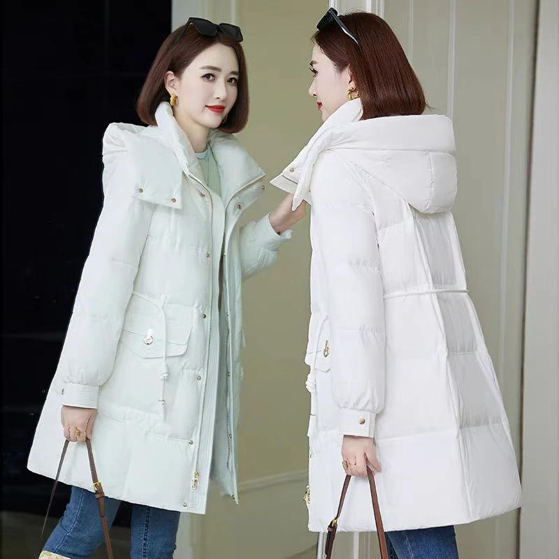 D258-白色-设计师款-短款羽绒服白鸭绒休闲时尚百搭连帽宽