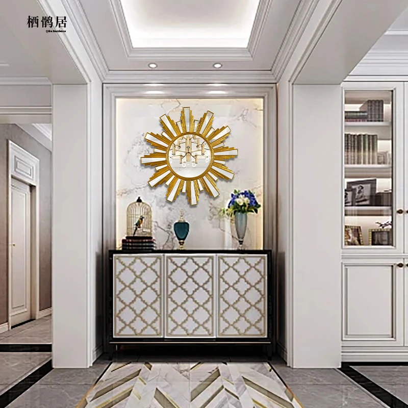 [轻美定制]餐厅背景壁饰客厅镜子全身镜玄关挂件全身胖脸镜镜子