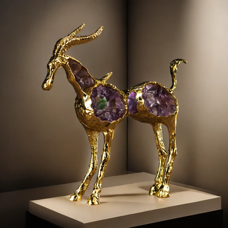 现代创意领头羊轻奢摆件客厅酒柜电视柜高档简约装饰品