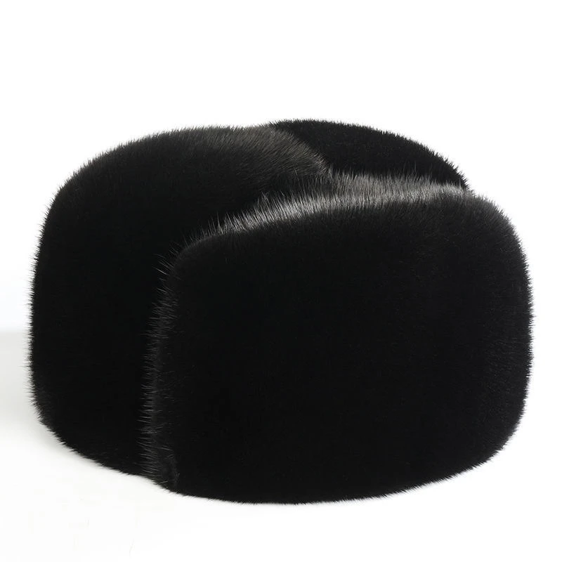 水貂毛雷锋帽冬天街头保暖必备加厚老人帽子爸爸爷爷款防寒加绒