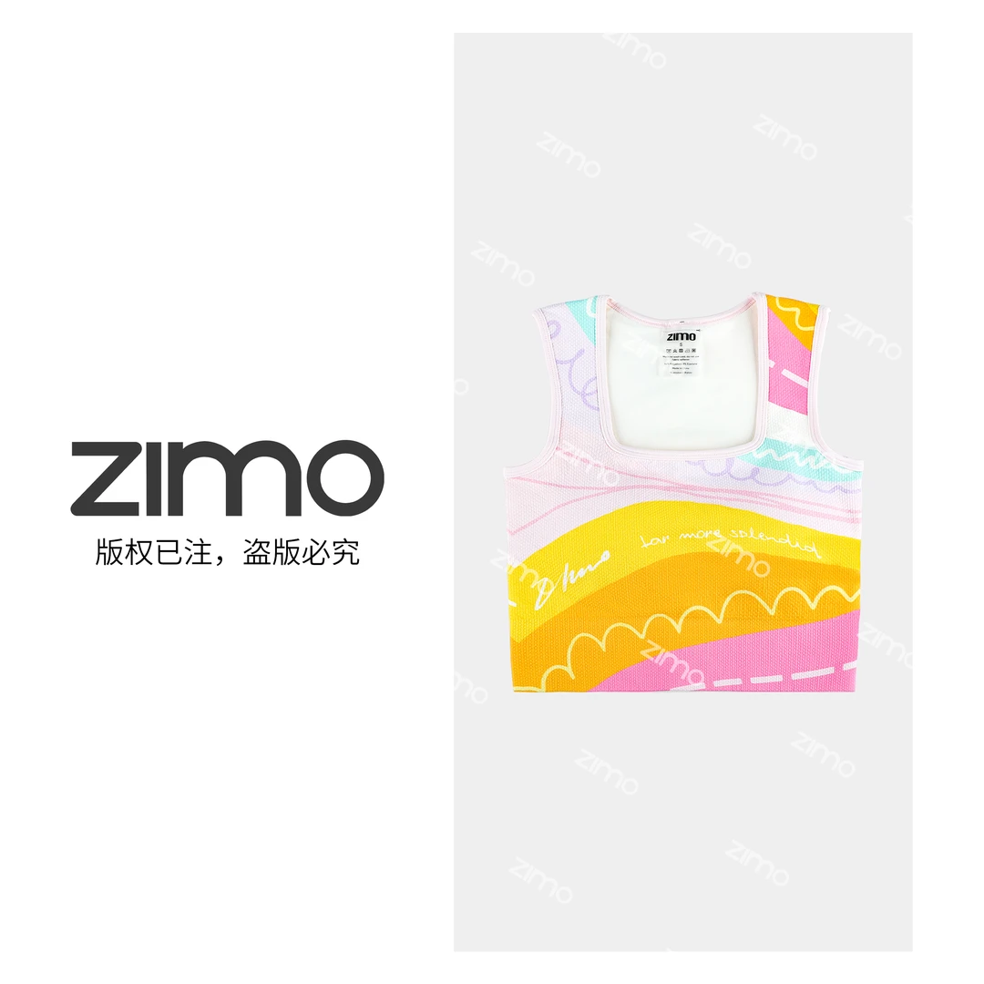 zimo-方领一体杯文胸波浪条纹-高端瑜伽健身瑜伽服健身服