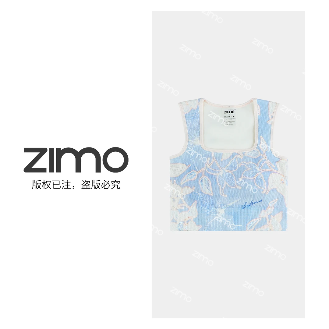 zimo-方领一体杯文胸风月花-高端瑜伽健身瑜伽