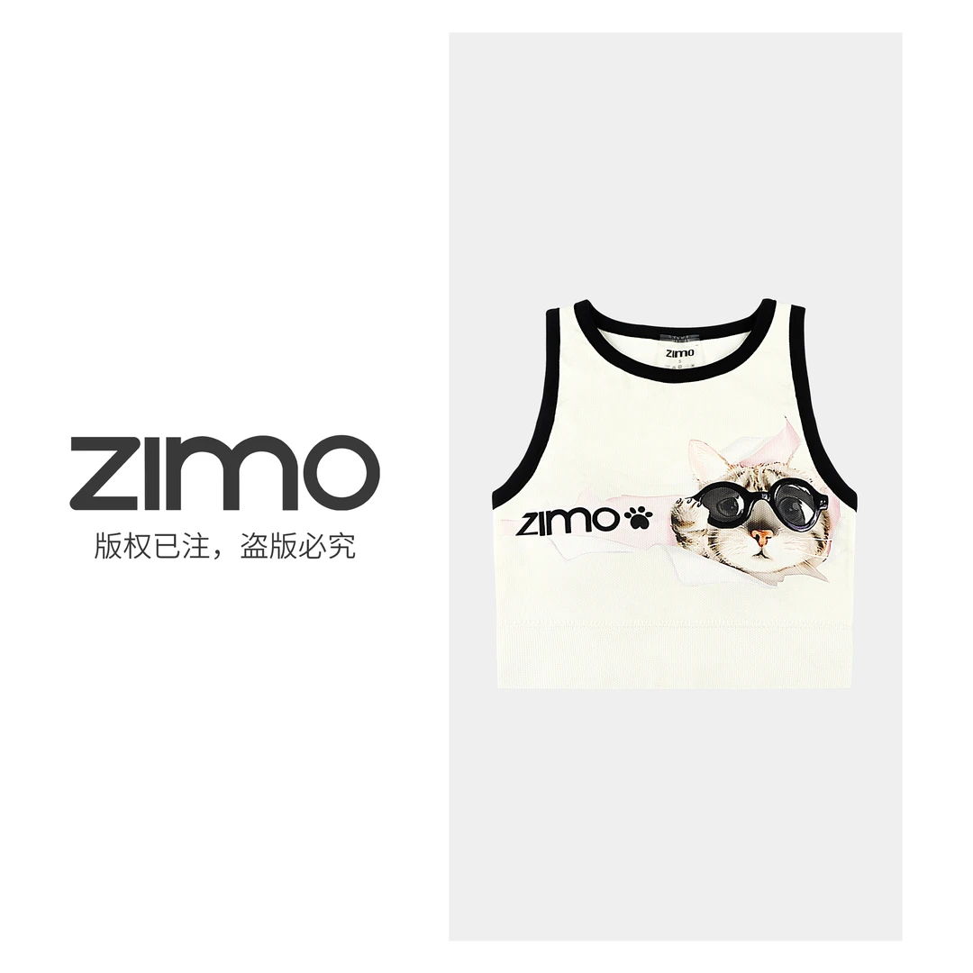 zimo-迷你高尔夫一体杯文胸可爱小猫-高端瑜伽健WFWX518