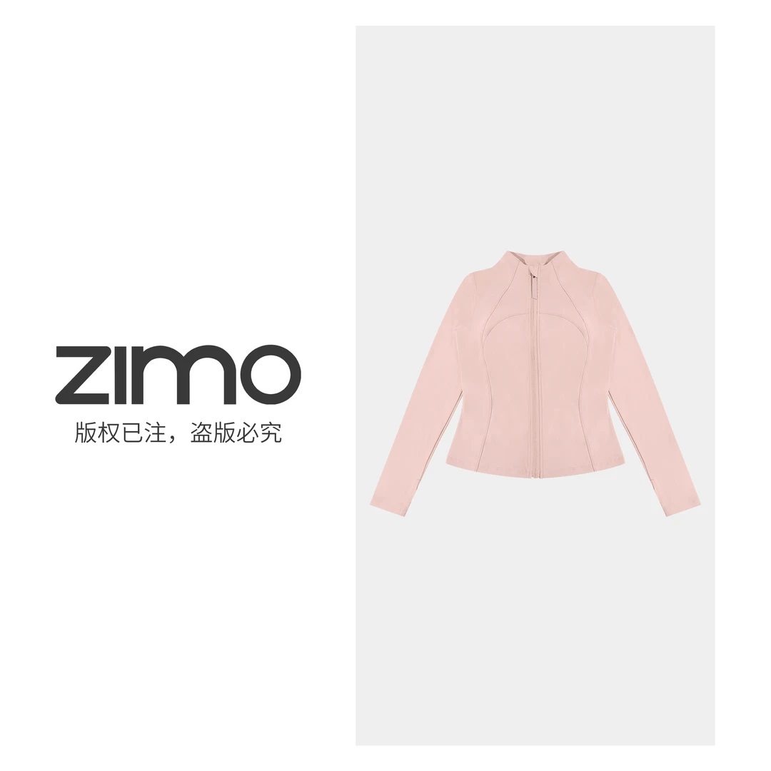 全拉链无帽裸感外套樱语粉072-zimo-瑜伽健身瑜伽服健服YFWT072
