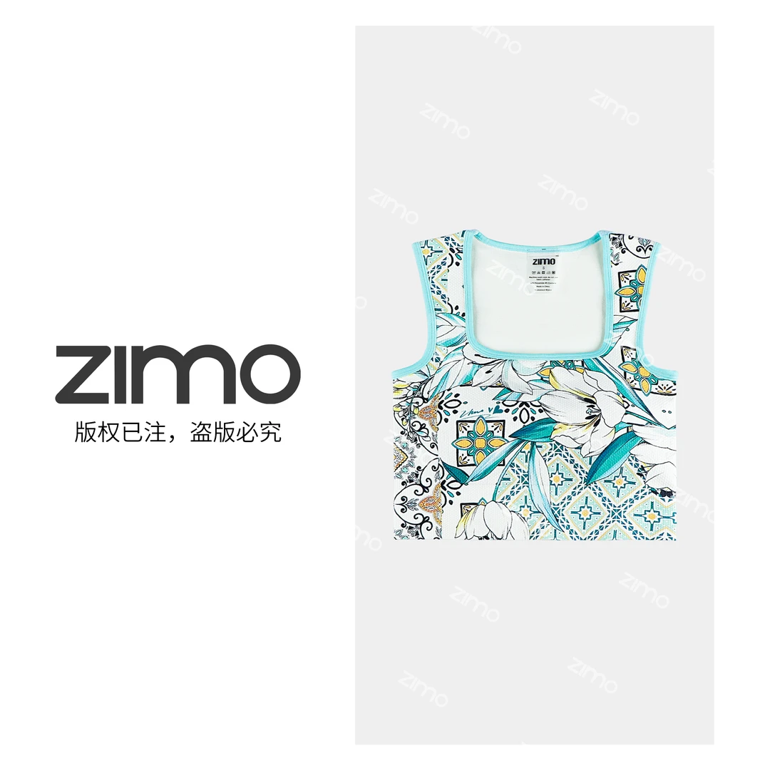 zimo-方领一体杯文胸扇夜-新中式风格瑜伽服健身服