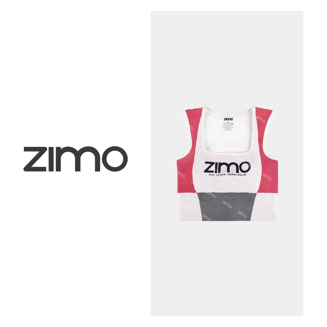 zimo-方领一体杯文胸粉色块字母153-高端瑜伽健身瑜伽服健身服