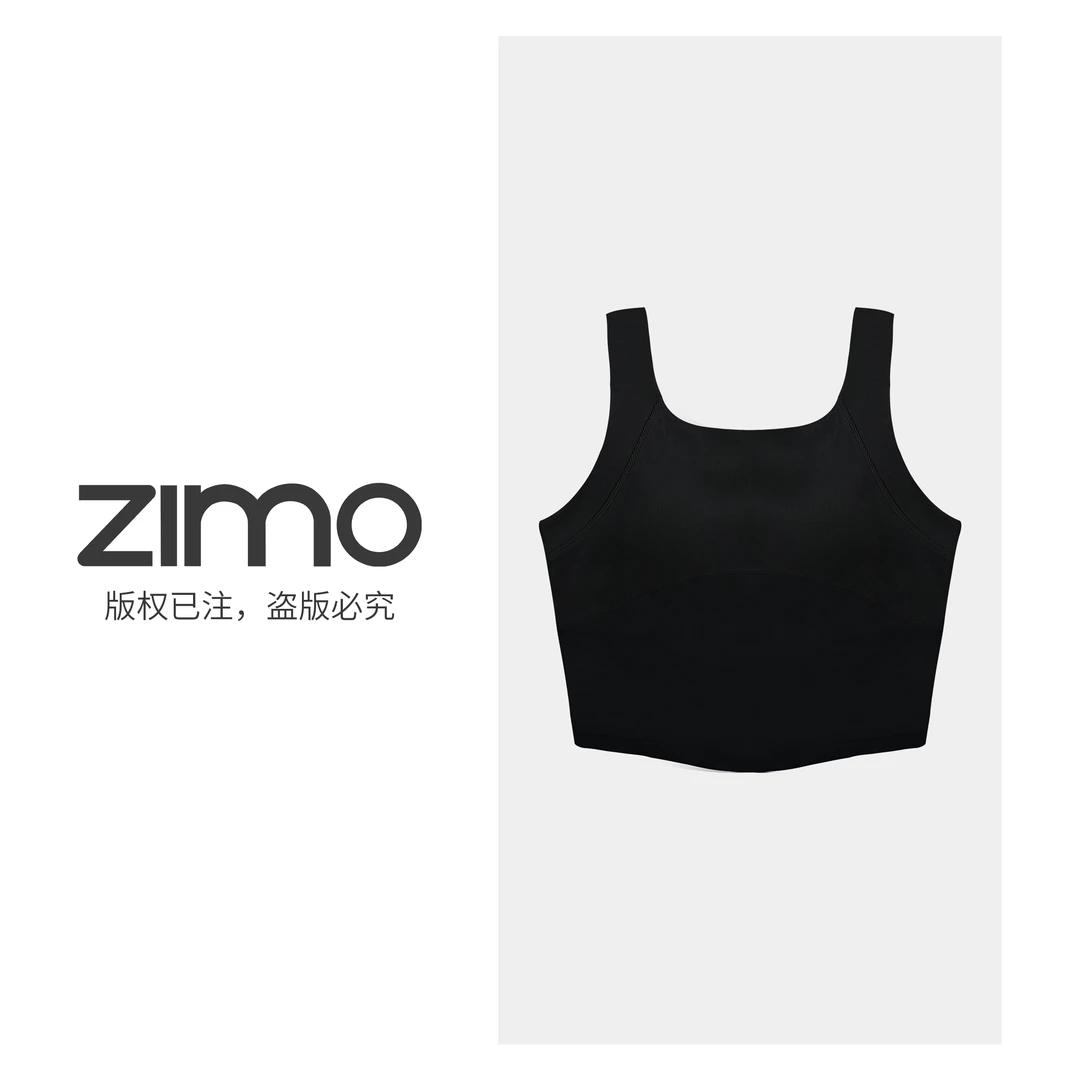 设计师款女士文胸V字背黑色142-ZIMO一体杯瑜伽运动背心YFWX142