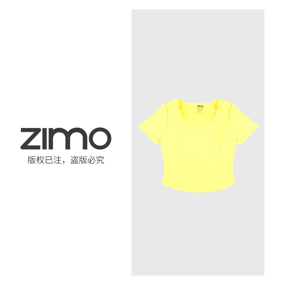 女士运动短袖小鸡黄-zimo-瑜伽健身瑜伽服健身外穿YFDX003