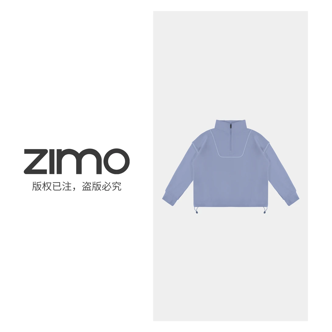 软糯绒感半拉链阔版卫衣蓝花楹154-zimo-瑜伽健身瑜伽服裤YFWT154