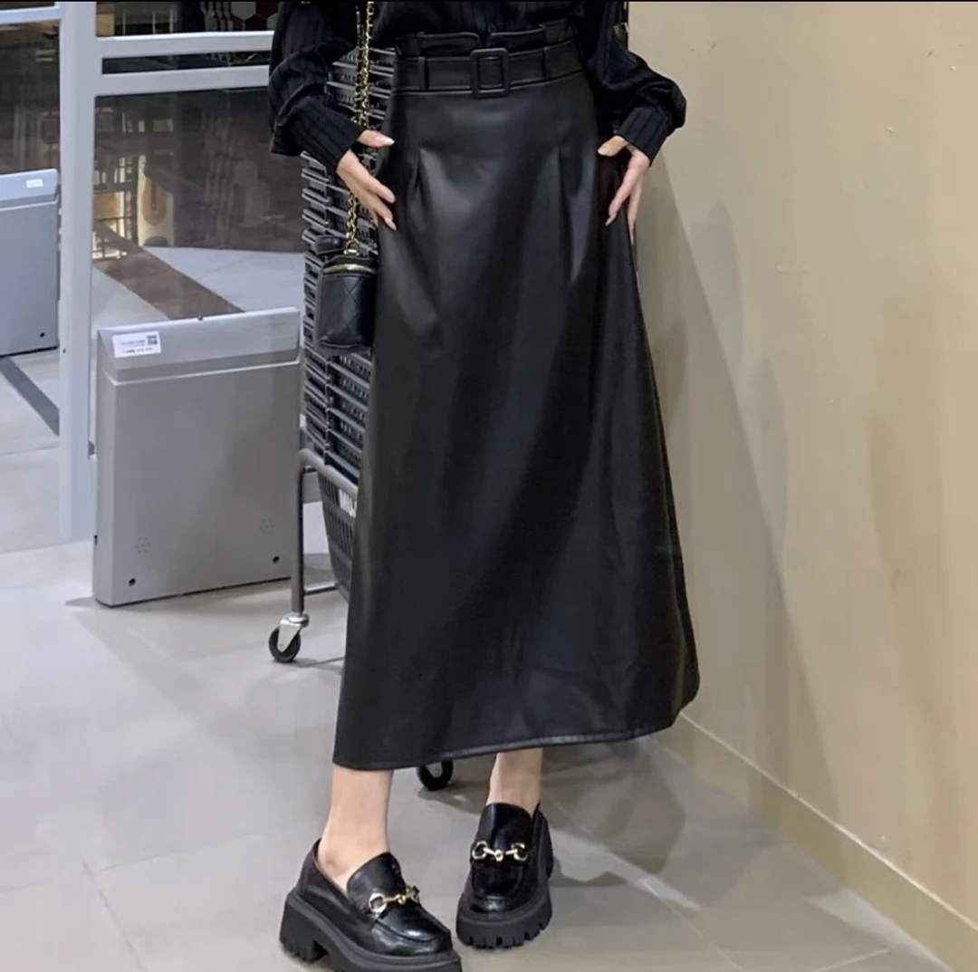 仙女-长款半身裙韩版纯欲显瘦裙子女黑色女时尚高腰