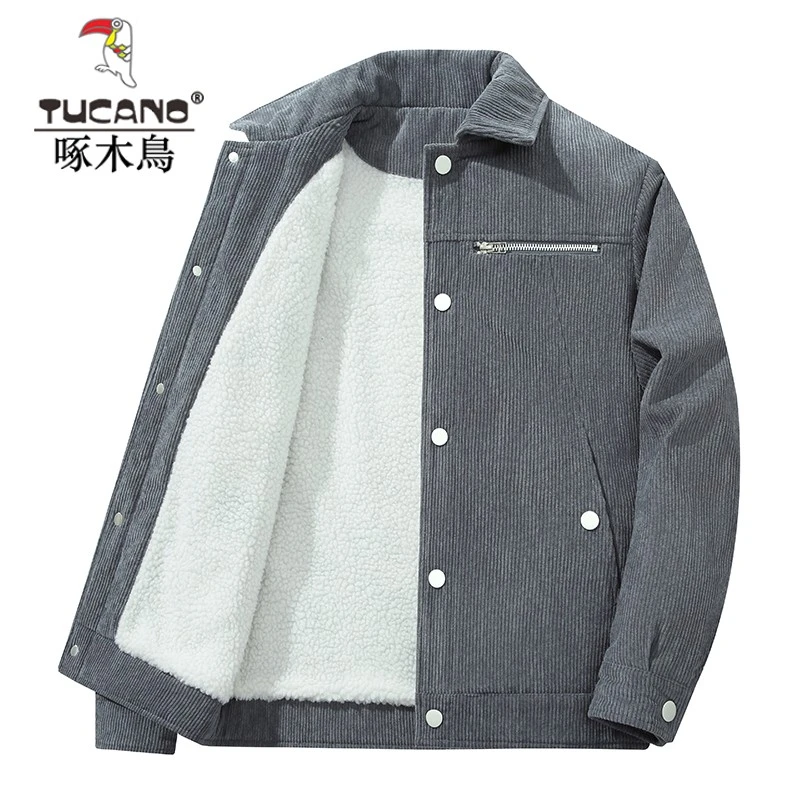 啄木鸟夹克男冬季保暖外套男装加绒加厚防寒衣服休闲大码工装上衣
