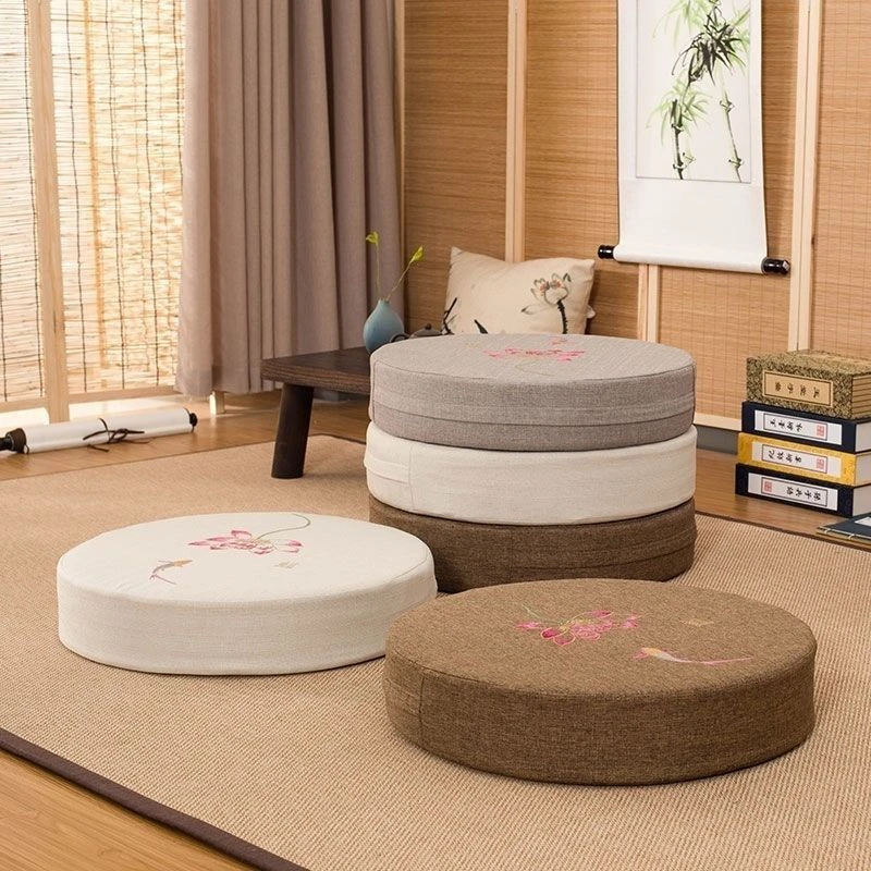 亚麻蒲团坐垫地上打坐垫懒人垫禅修跪拜弹性精选坐垫屁股垫