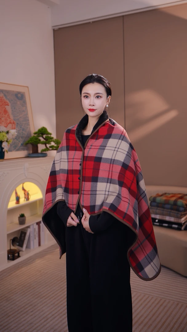 多功能披肩毯大号懒人毛毯围裙盖退盖毯