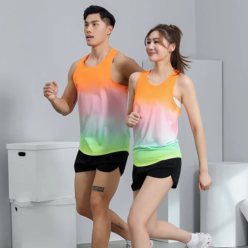 专业马拉松跑步套装背心竞速田径服男训练队服长短跑体育生体考