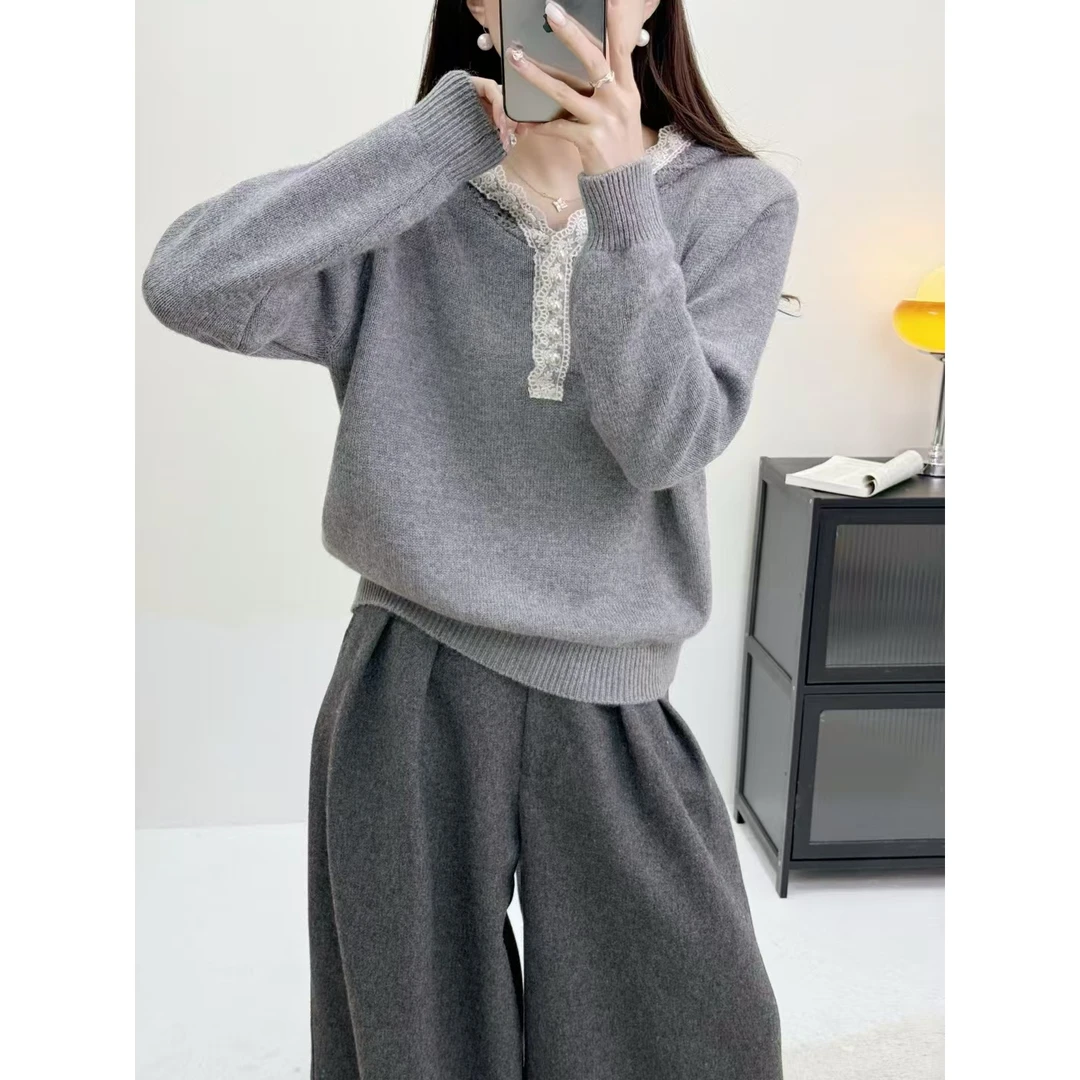 （蕾丝帽）玉姐家蜜熊保暖连帽衫针织衫90-140 新选f579