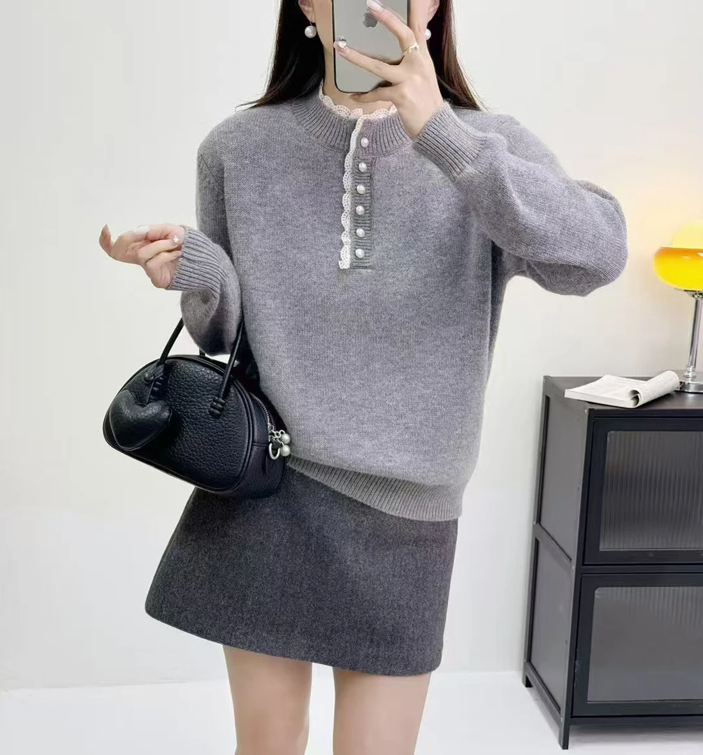 （名缓）玉姐家加厚蕾丝蜜熊减龄保暖洋气毛衣新选f593 J022531