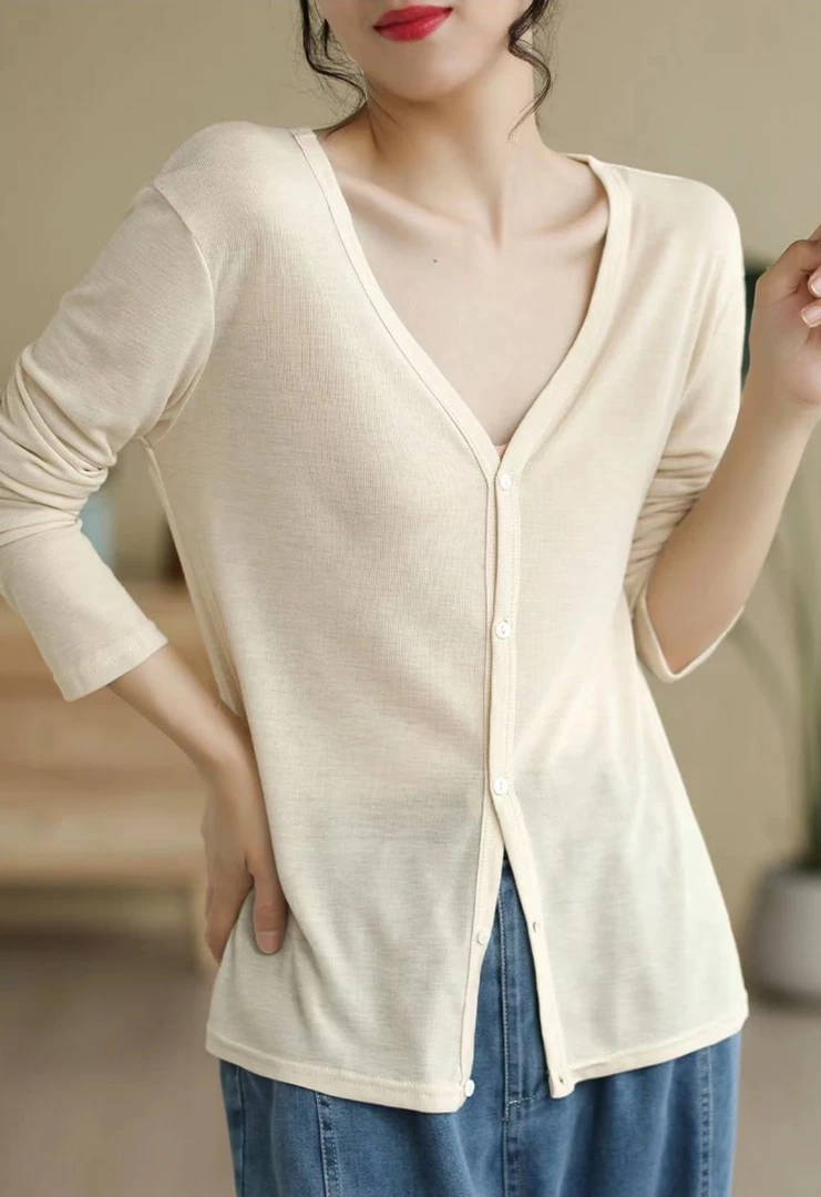 长袖防晒衫早秋长袖开衫空调衫纯色防晒 新选f167