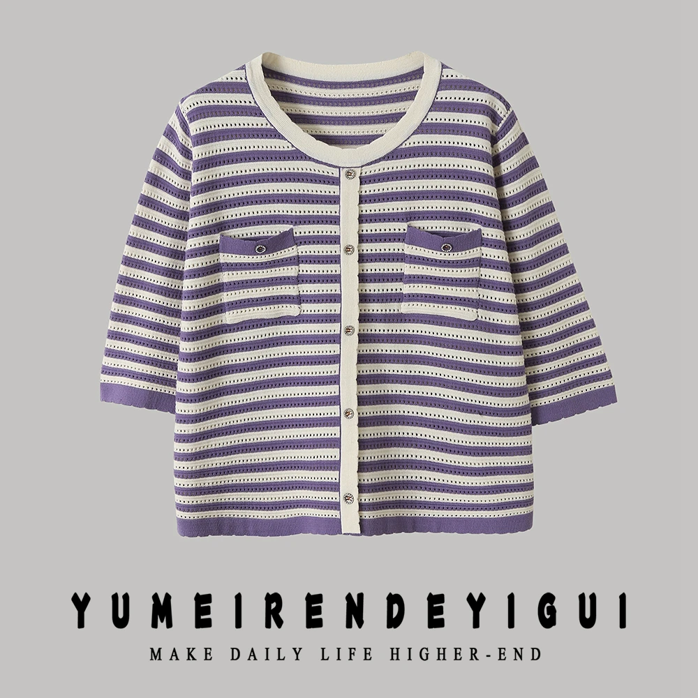 透气网孔夏季小个子短袖针织小香风洋气时尚休闲百搭 M30 J03629