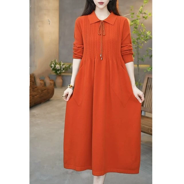 秋冬毛针织毛衣连衣裙女宽松显瘦高档洋气新款套头韩版内搭贵夫人