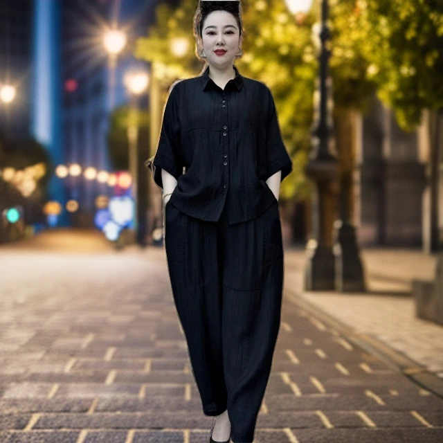 胖mm夏季爆款轻薄特大码蝙蝠袖上衣哈伦裤子套装冰爽新款宽松休闲