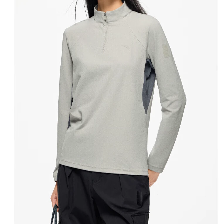 安踏【中国国家地理】长袖t恤女秋季户外半拉链运动上衣162446404