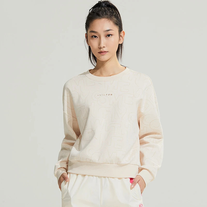 【训练】安踏运动卫衣女2023春百搭套头卫衣休闲圆领上衣/162317719
