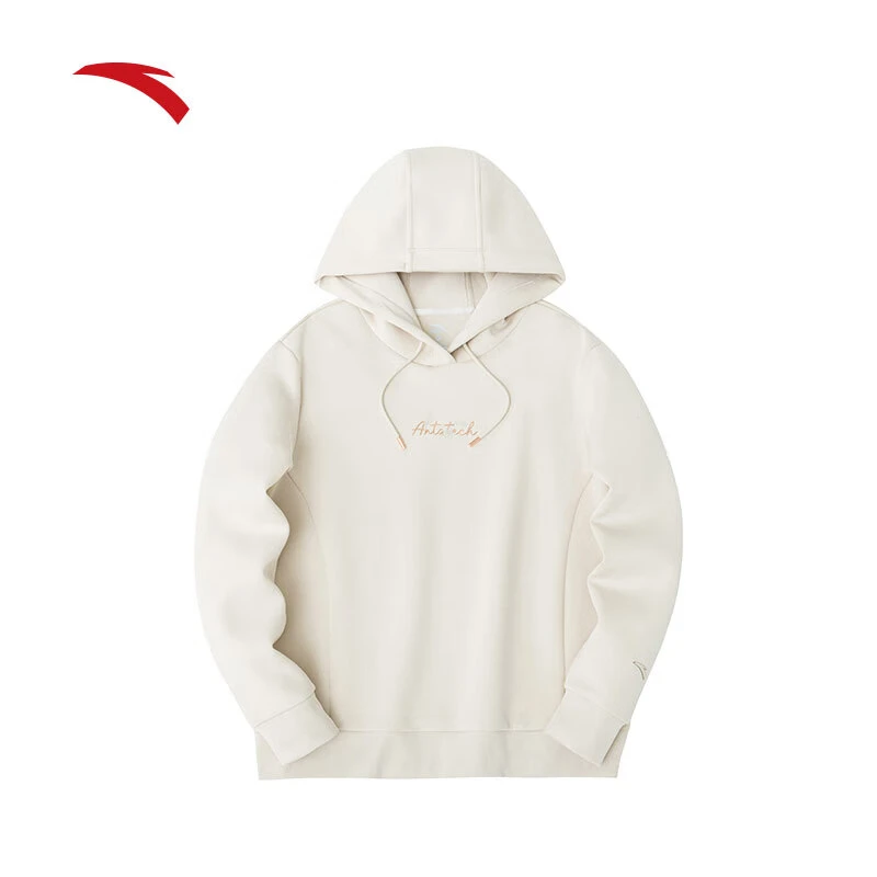 【训练】安踏连帽卫衣女子2024春休闲百搭抽绳帽衫套头衫/162417713