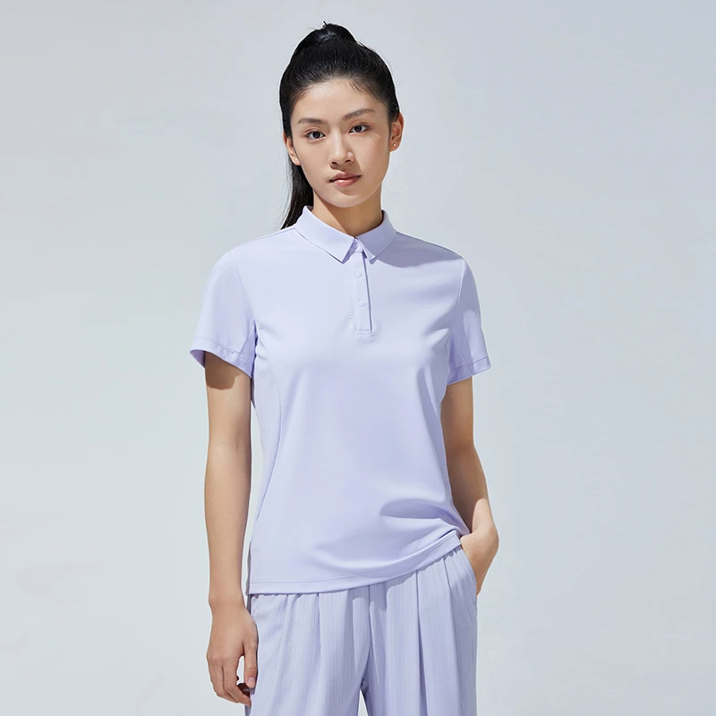 【燃脂训练】安踏冰丝短T女polo衫夏季商务翻领休闲短T/162327111
