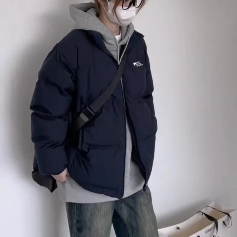 2023年新款秋冬季简约基础款棉衣男女同款宽松加厚保暖棉服情侣装