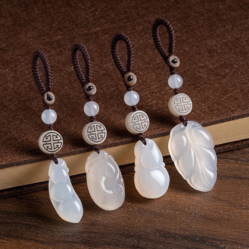 手工钥匙扣复古葫芦平安豆一叶生财钥匙挂件男女简约挂饰创意挂绳