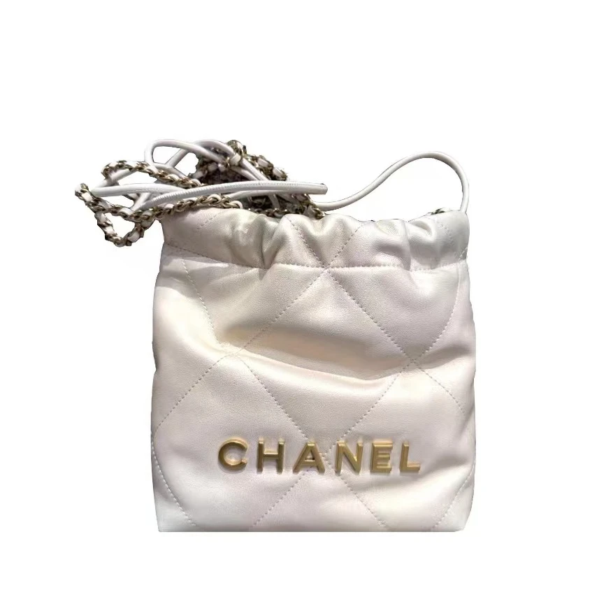 95新 Chanel/香奈儿 22bag mini白色芯片款配件防尘/149129