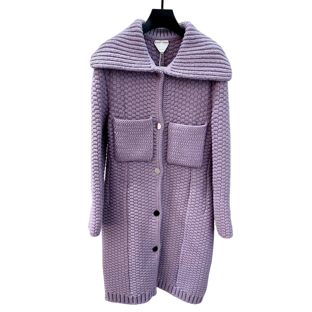 95新 BOTTEGA VENETA/葆蝶家 长款 紫色针织外套 S码/公24000