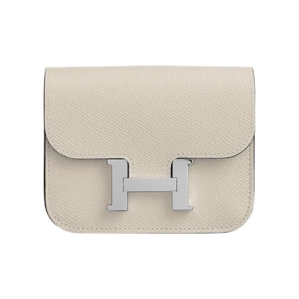 全新未使用 Hermes/爱马仕 康康slim奶昔白银扣Ep皮w刻/153120
