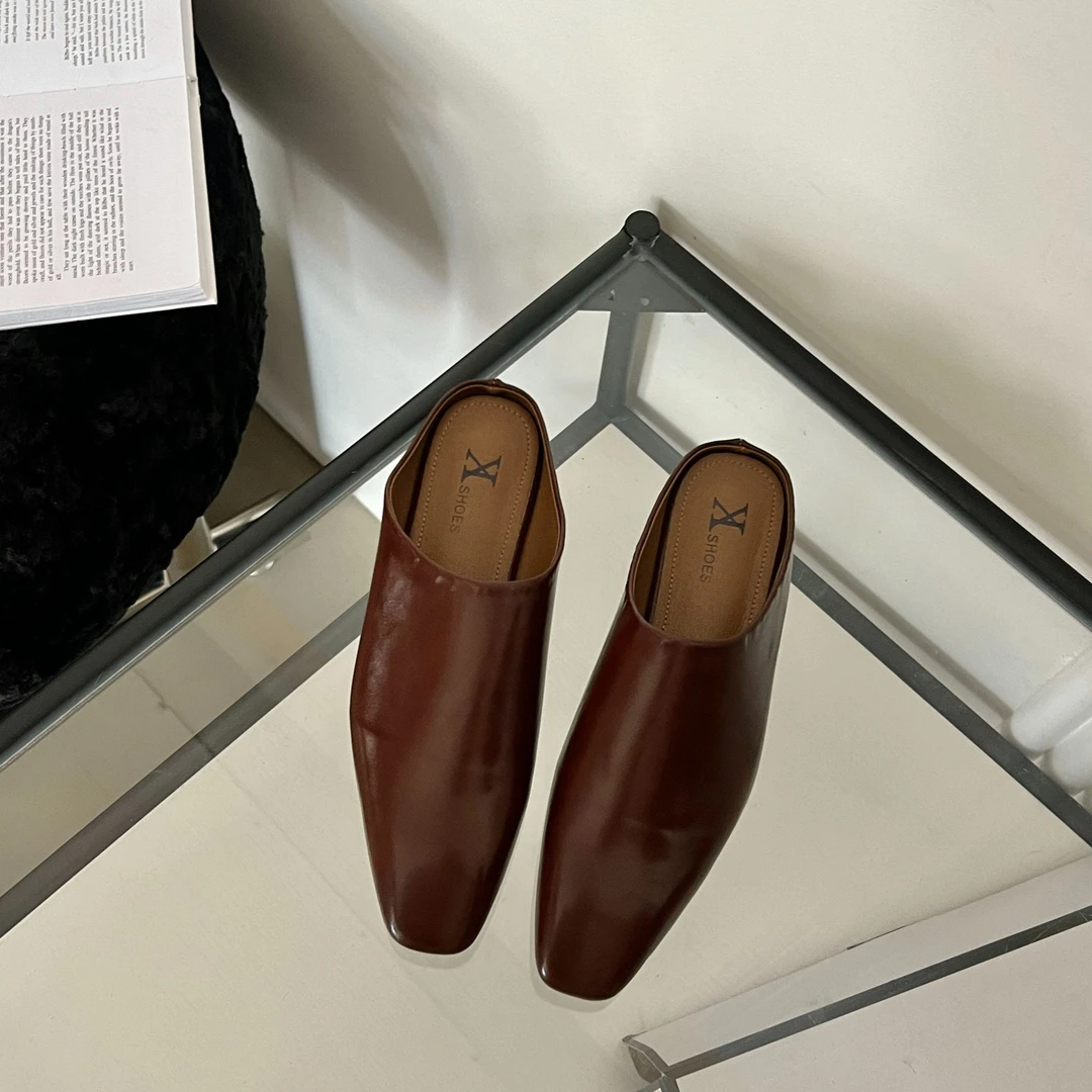 2024新款法式方头一脚蹬凉拖休闲女鞋时尚百搭软底小众春夏低跟