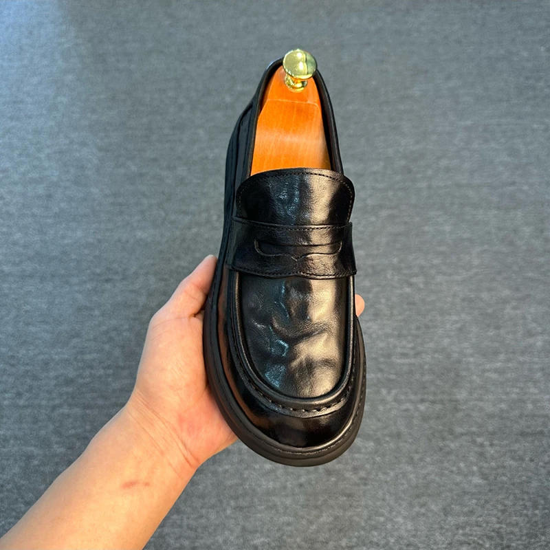 YXY帕达索 男士秋季时尚黑色商务皮鞋舒适软底潮流豆豆鞋PB230378