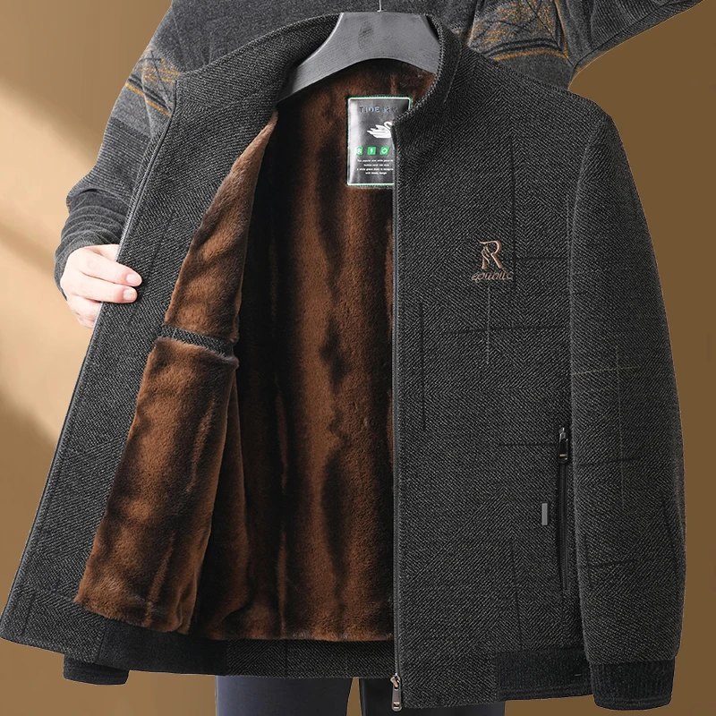 【秋冬新品】【现货】秋冬中年男士立领雪尼尔加绒加厚视频休闲外套
