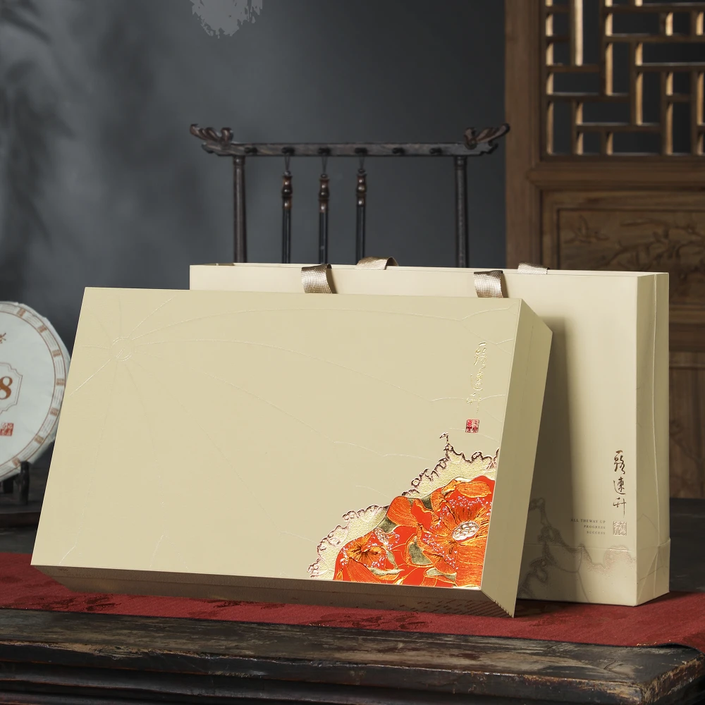 发两盒米色一路连升老白茶饼茶叶高档礼盒装过节送礼高端长辈