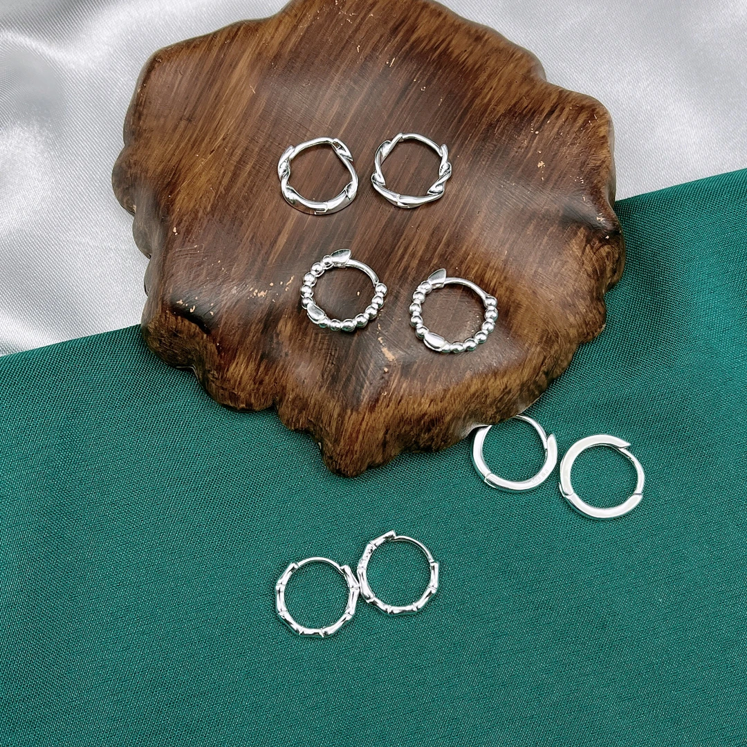 足银银制品 【银瑞轩】足银时尚简约耳扣