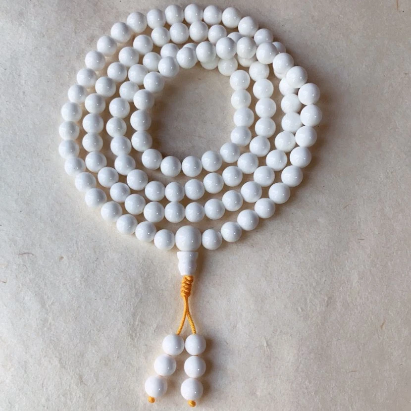 非金属玻璃手链 奶白108颗多层佛珠手链佛家七宝男女款项链