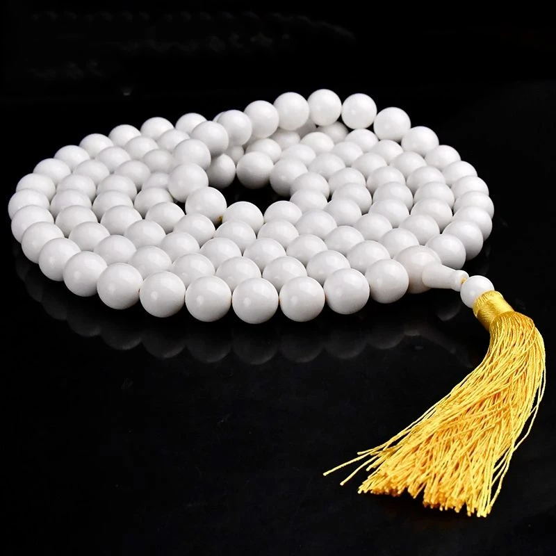 非金属仿珍珠手链 奶白贝壳108颗多层佛珠手链佛家七宝男女款项链